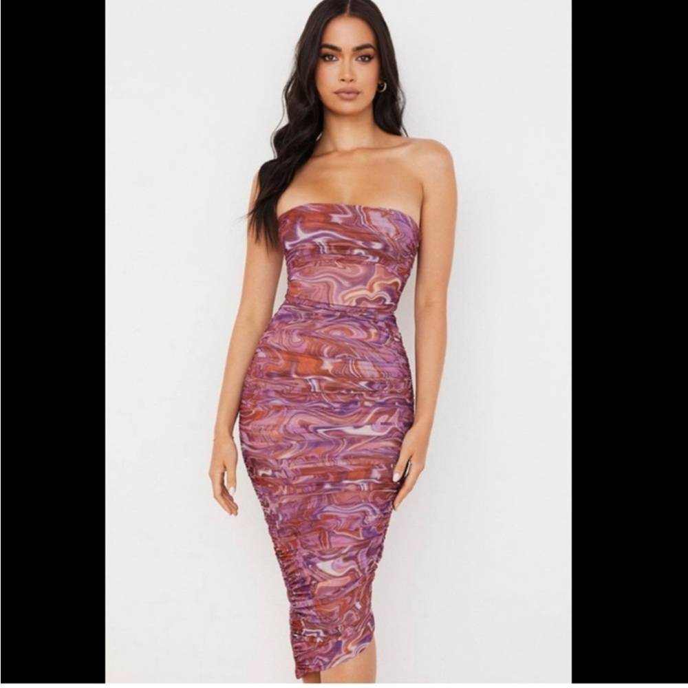 House of CB Sasha Ruched MIDI Dress Medium